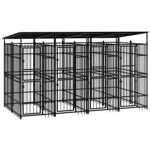 VidaXL Chenil d'extérieur avec toit pour chiens Acier 7,37 m²