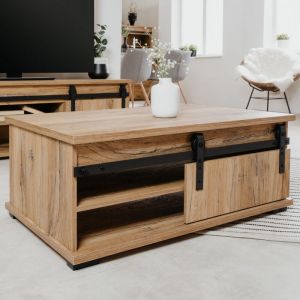 M&S Table basse 2 niches 100x60x40 cm chêne clair - OZIR