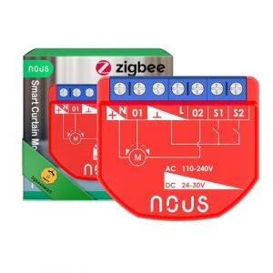 Nous Module Interrupteur Intelligent ZigBee pour Rideaux, AC 16A/DC 10A, 3.0 Hub Requis, Compatible avec Alexa, Zigbee2MQTT, Google Assistant, Home Assistant, Tuya