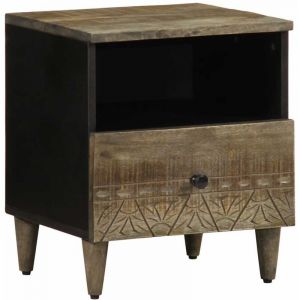 VidaXL Table de chevet gris clair 40x33x46 cm bois de manguier solide