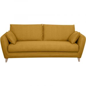 Miliboo Canapé convertible scandinave 3 places jaune cumin avec matelas 9 cm CREEP