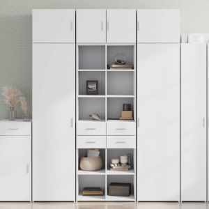 VidaXL Buffet haut blanc 70x42,5x185 cm bois d'ing&eacute;nierie, buffet, meuble de rangement, armoire haute, armoire, armoire lat&eacute;rale, meuble de salon