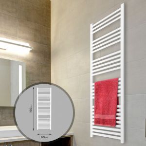 Image de Aquamarin Sèche-Serviette pour Salle de Bain - 1600x600 mm, en Blanc, Connexion Latérale, en Acier - Radiateur, Chauffe-Serviette