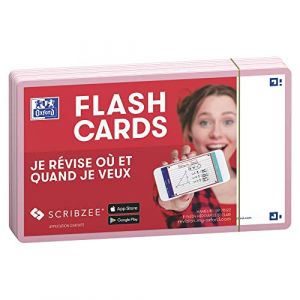 Oxford 80 flashcards - 7,5 x 12,5 cm - Flash 2.0 - Uni blanc - cadre rose