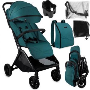 Momi Andrea Poussette Auto-Pliant 0-22 Kg - Légère 7,3kg - Kit D'accessoires ¿ Sac À Dos - Barre De Sécurité Rotative ¿ Turquoise