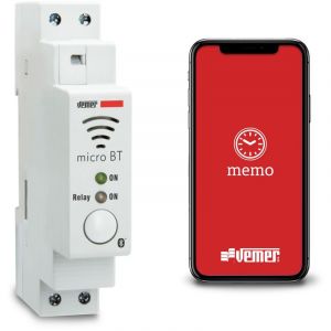 VEMER VE797200 MICRO BT - Interrupteur Horaire Astronomique avec Bluetooth et App, Minuterie sur Rail DIN 1 Module, Blanc