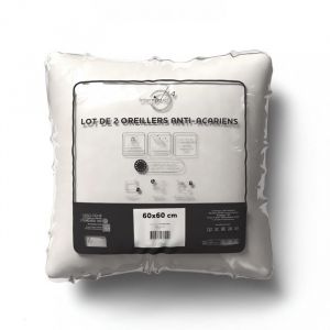 Intemporel Lot de 2 oreillers anti-acarien 60x60 cm, par