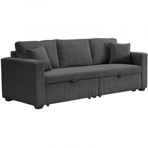 Cyrus - canapé droit 3 places convertible en velours côtelé