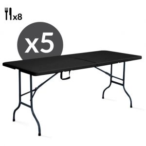 MobEventPro 5 Tables pliantes de camping 180cm 8 places noire