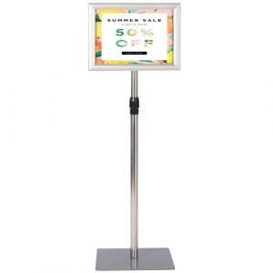 Porte-affiche Coast - r&eacute;glable et r&eacute;sistant aux intemp&eacute;ries - jusqu'&agrave; 118 cm de haut - 28 x 28 cm - argent&eacute;