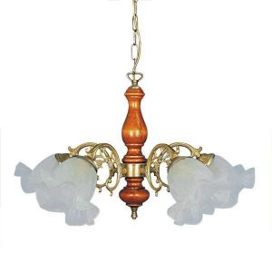 Tosel VALOIS - Lustre multi bras métal et boisfoncé et doré