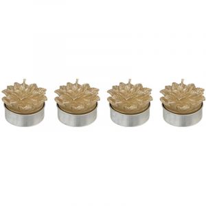 Lot de 4 Bougies de Noël déco Fleur Poinsettia Dorée pailletée