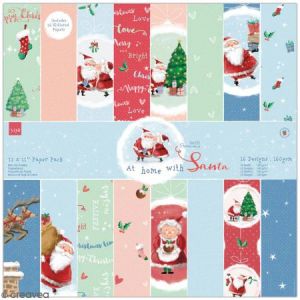 Docrafts Papier scrapbooking - At Home with Santa - 30 x 30 cm - 32 pcs