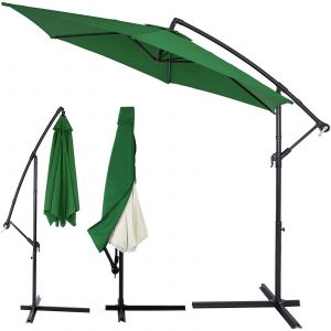 Parasol vert alu &Oslash;300cm protection UV 50+ avec housse