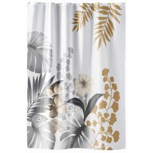 Rideau de douche 180x200 kelly blanc avec 12 anneaux