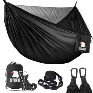 Covacure Camping Hamac Set Avec Moustiquaire, 2 Sangles D'arbres Carabiners Cordes Double Portable Outdoor Léger Nylon Hamac Pour