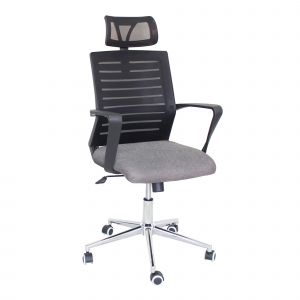 Siège de bureau OSLO Résille Tissu Noir Hauteur réglable - Accoudoirs Dossier Appuie-tête Roulettes
