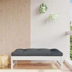 VidaXL Repose-pied de jardin 120x80 cm blanc bois de pin massif