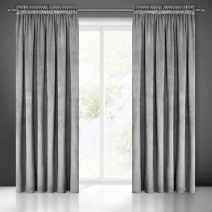 Eurofirany Pierre Rideau en Velours avec Galon Fronceur - 1 pièce. Rideau Occultant Thermiques, Rideau Opaque pour Chambre Salon Salle à Manger, Densité 215 g/m², 140x300 cm, Gris
