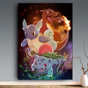 Toile Pokemon Evolution 1 - 30x40cm - Affiche Poster Chambre B&eacute;b&eacute; Garcon Fille - D&eacute;coration Int&eacute;rieur Maison - Pop Art Deco