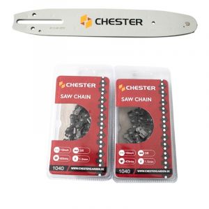 Image de Chester Guide 10'' (25 cm) + 2 chaînes 40 maillons pour tronçonneuse élagueuse