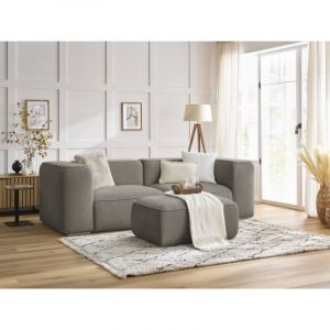 Image de Bobochic Canap&eacute; droit fixe Canap&eacute; droit fixe 2 places zephyr avec pouf Taupe