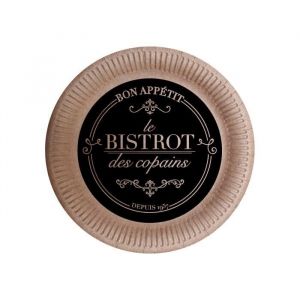 Douceur D'int&eacute;rieur - Set de 10 assiettes en kraft 18 cm Bistrot parisien