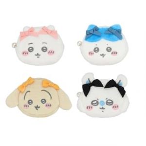SHOBIDO - Chiikawa Plush Die Cut Face Makeup Pouch (Ribon Series) Hachiware (W150&times;H126&times;D50mm)