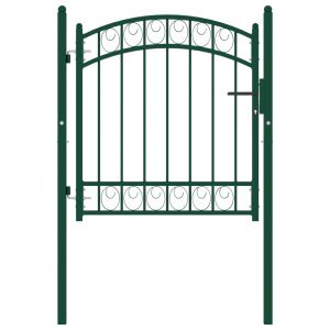 VidaXL Portail de clôture avec dessus arqué Acier 100x100 cm Vert