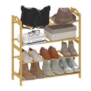 Homcom Tagère bambou style naturel - étagère à chaussures 4 niveaux - dim. 67,5 x 24,7 x 72 cm