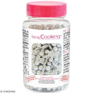 Scrapcooking Pot de mini Etoiles en sucre - Gris argenté - 50 g