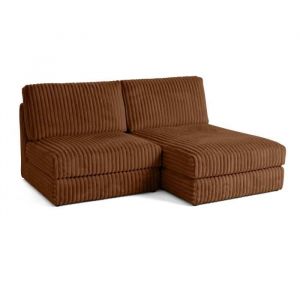 Jasper - canap&eacute; d'angle modulable 3 places - en fausse fourrure c&ocirc;tel&eacute;e - Rouille