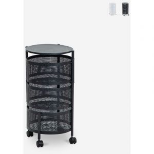 Rodin M Chariot de cuisine moderne fruits l&eacute;gumes 3 paniers pivotants - Noir