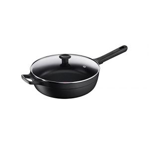 Image de Tefal G61237 Trattoria Pro Sauteuse 28 cm avec couvercle | Fonte d'aluminium | Revêtement antiadhésif sûr | Indicateur de température | Compatible tous feux | Compatible induction | Noir