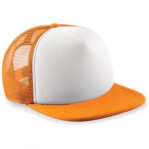 Beechfield - Casquette camionneur vintage - Enfant unisexe (Taille unique) (Orange/Blanc) - UTRW200