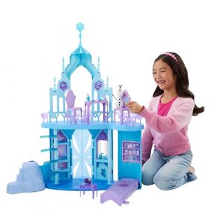 Mattel Disney La Reine des Neiges Palais de glace d’Elsa avec figurine Olaf, 5 zones de jeu et 21 accessoires, plus de 80 cm de haut, inspiré des films, JGG41