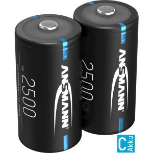 Ansmann Accu C 2500mAh NiMH 1.2V - piles Baby C rechargeables à faible autodécharge pour jouets pour enfants, lampes de poche,