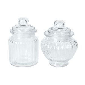 Wadiga Set de 2 petites bonbonnières en verre classiques