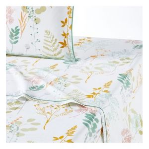 Image de Drap plat percale de coton rbari Blanc