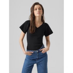 Vero Moda Pull en maille col en v - Noir