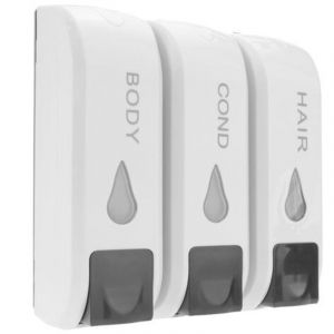 Distributeur de savon de douche pour mur. 3 x r&eacute;servoir remplissable