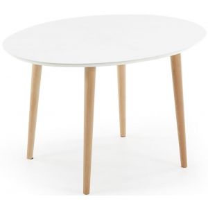 LF Table de salle à manger Oakland ovale 120/200x90cm blanc/bois Produit Neuf ! Garantie 2 ans LF !