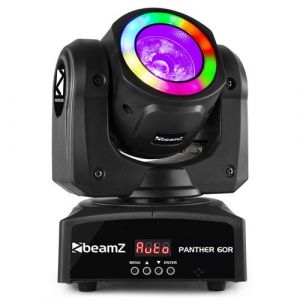 Beamz Panther 60R Lyre Beam LEDs avec Anneau LED - 60 Watts, DMX 13/15 Canaux, Mode Musical, Programmes Auto