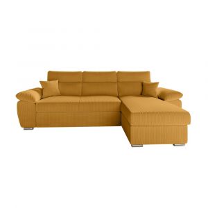 Canapé d'angle reversible convertible en velours côtelé - Jaune