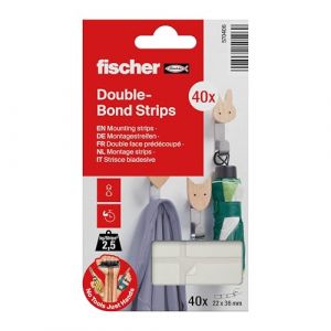 Fischer 570406 Lot de 40 bandes adhésives double face pour accrocher sans perçage ni vis