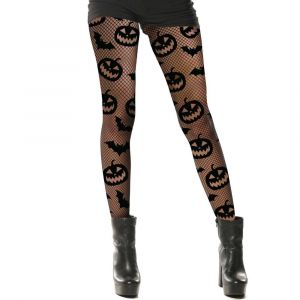 Paire de collants résilles citrouille femme - générique 17897