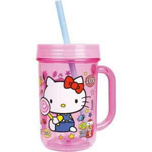 Fun House HELLO KITTY RETRO FOOD 005998 Mug/Verre paille 390 ml pour enfant