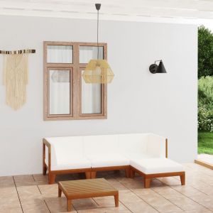 VidaXL Salon de jardin 5 pcs avec coussins Bois d'acacia solide Crème