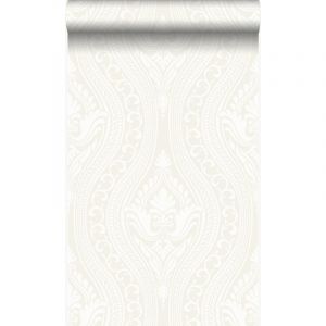 Origin Wallcoverings papier peint à dessin baroque en velours blanc - 53 cm x 10,05 m - 346601