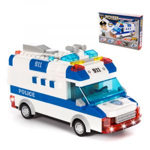 Dam Fourgonnette de police avec lumi&egrave;res et effets sonores. &Agrave; construire, 68 pi&egrave;ces.